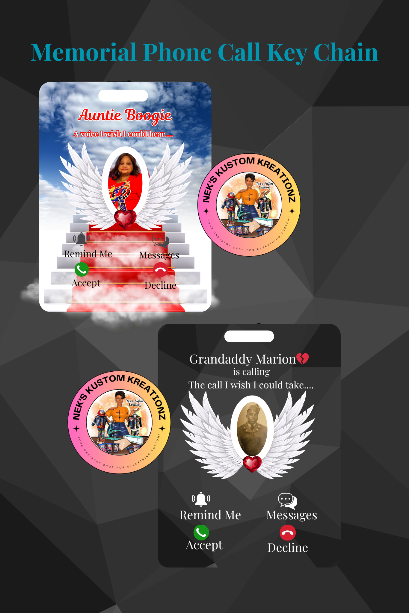 Personalized “Calling from Heaven” Memorial Keychains (Double Sided)
