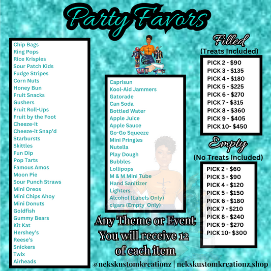 Party Favors Theme of Your Choice (Un-filled) (Empty)