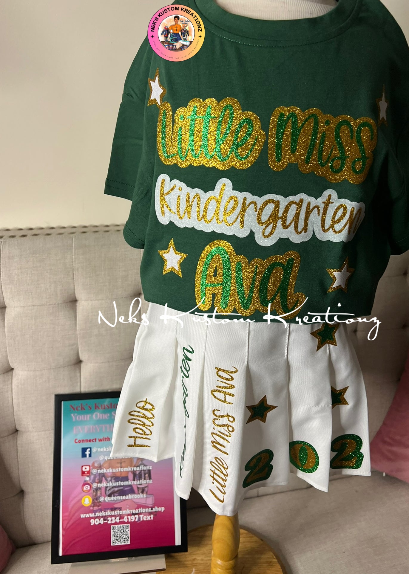 🎒 Girls Back to School Pleated Skirt Set – Grade Level Edition ✏️