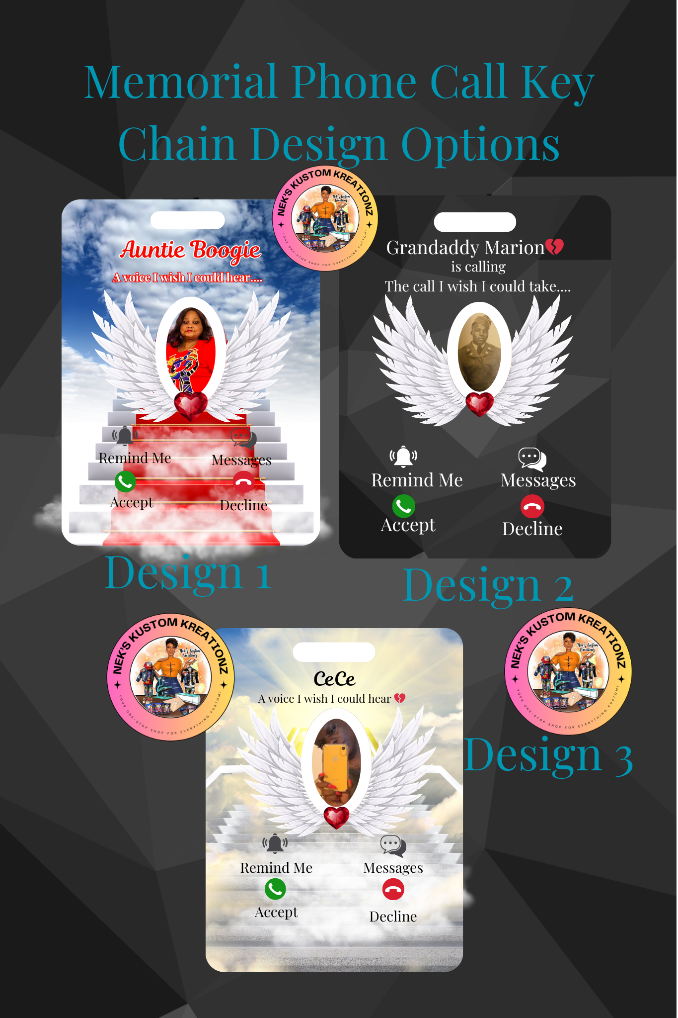 Personalized “Calling from Heaven” Memorial Keychains (Double Sided)