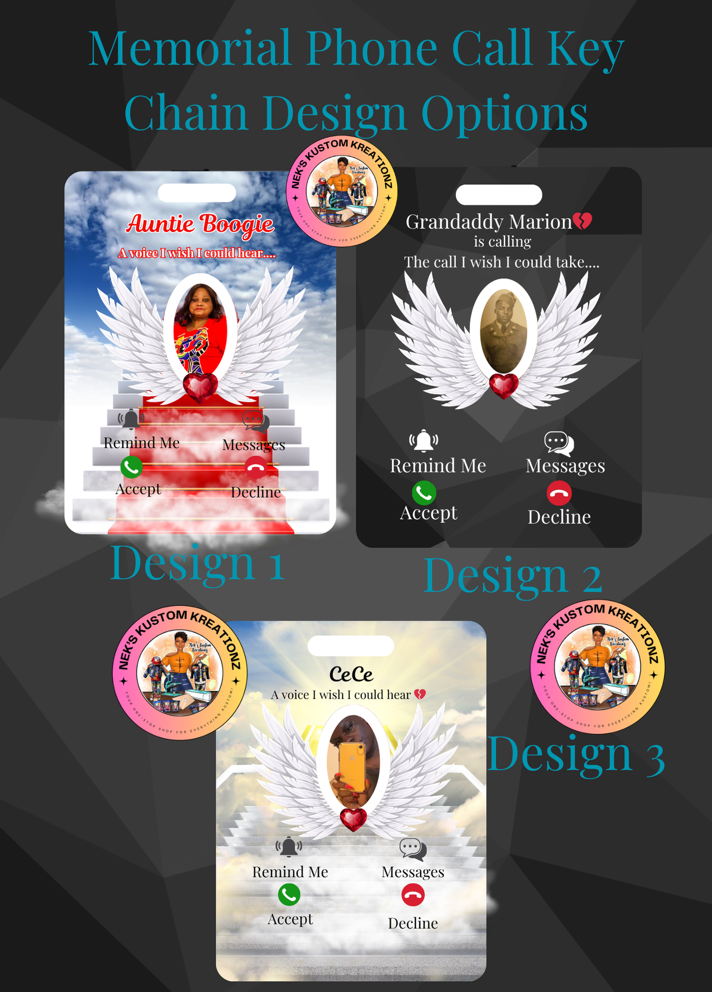 Personalized “Calling from Heaven” Memorial Keychains (Double Sided)